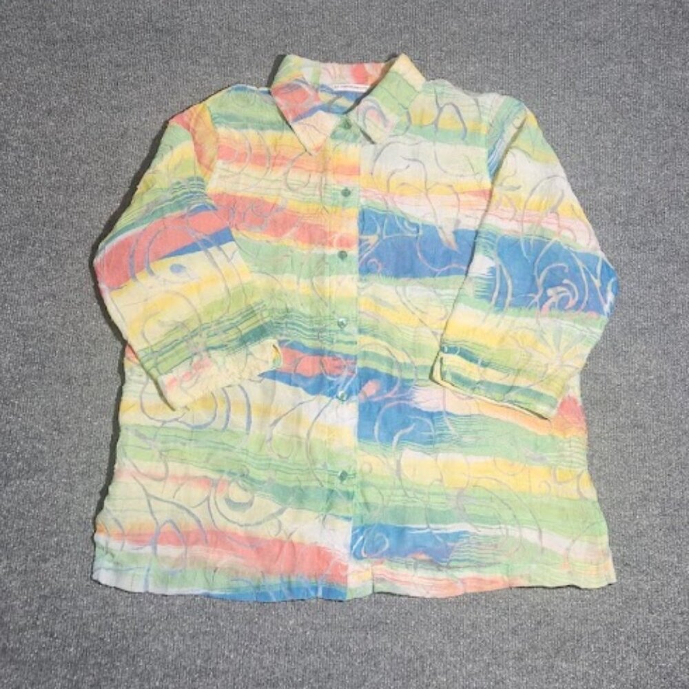 Allison Daley Button Down Semi-Sheer Blouse Size 10 - Picture 2 of 4